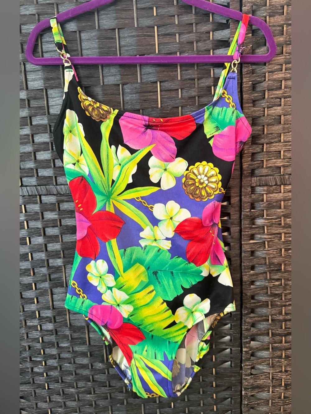 🌺 Vintage Sirena Tropical Floral One Piece Swimsuit Size S/M Made in USA